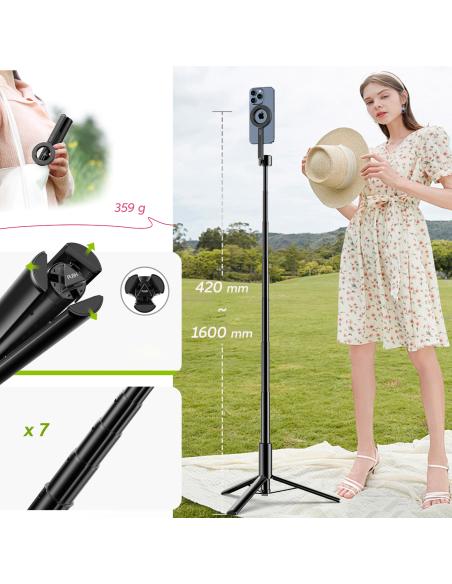 Magnetyczny Selfie Stick ULANZI MG-002 MAX Statyw do Smartfona + pilot BT