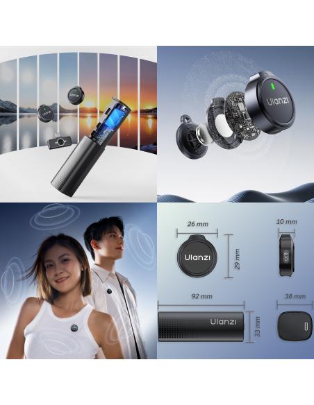 Mikrofony Bezprzewodowe ULANZI A21 czarne USB-C Redukcja Szumów z AI
