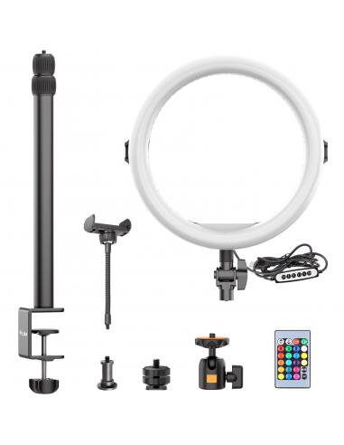 Pierścieniowa lampa biurkowa RGB z uchwytem na...