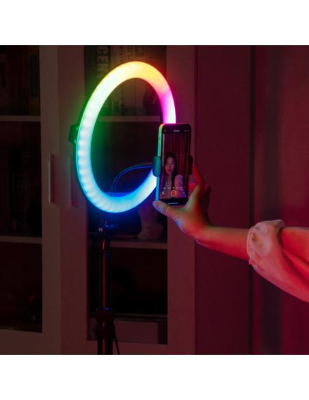 Pierścieniowa lampa biurkowa RGB z uchwytem na telefon i głowicą kulową Ulanzi VIJIM K10