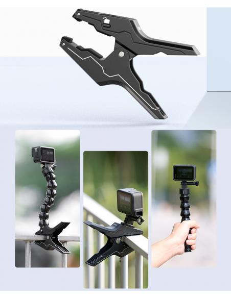 Klips z elastycznym ramieniem i magnetyczną szybkozłączką do kamer sportowych GoPro