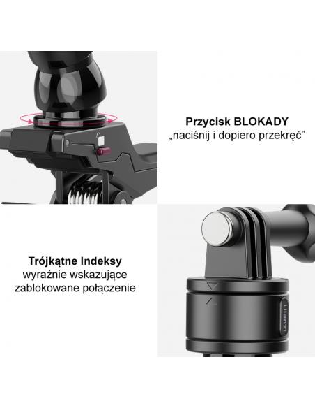 Klips z elastycznym ramieniem i magnetyczną szybkozłączką do kamer sportowych GoPro