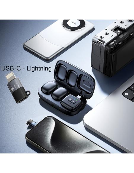 Bezprzewodowe mikrofony krawatowe WiFi 2,4 GHz Ulanzi Tiny MIC A30 z USB-C